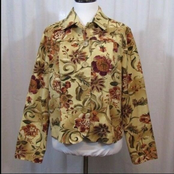 Coldwater Creek Floral Light Weight 100% Cotton Jacket S - Picture 1 of 5